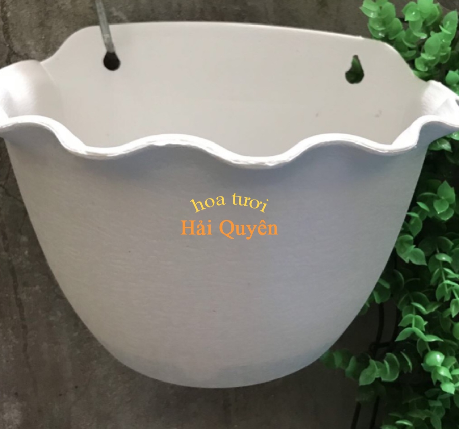 Chậu Cây Ốp Tường Hình Bán Nguyệt Trắng